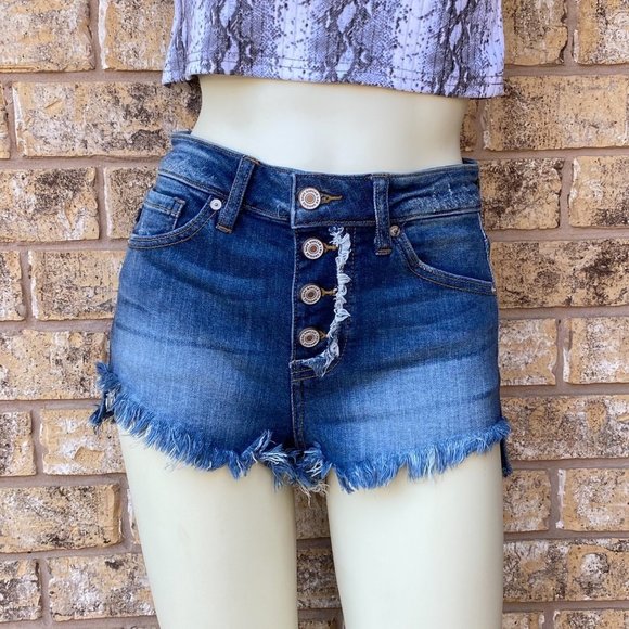 Kancan Estilo button fly frayed hem shorts sz S high rise KC8576d‎ - Picture 3 of 10